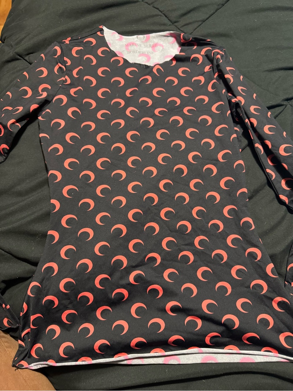 Marine Serre women Black with Red Crescent Print Top